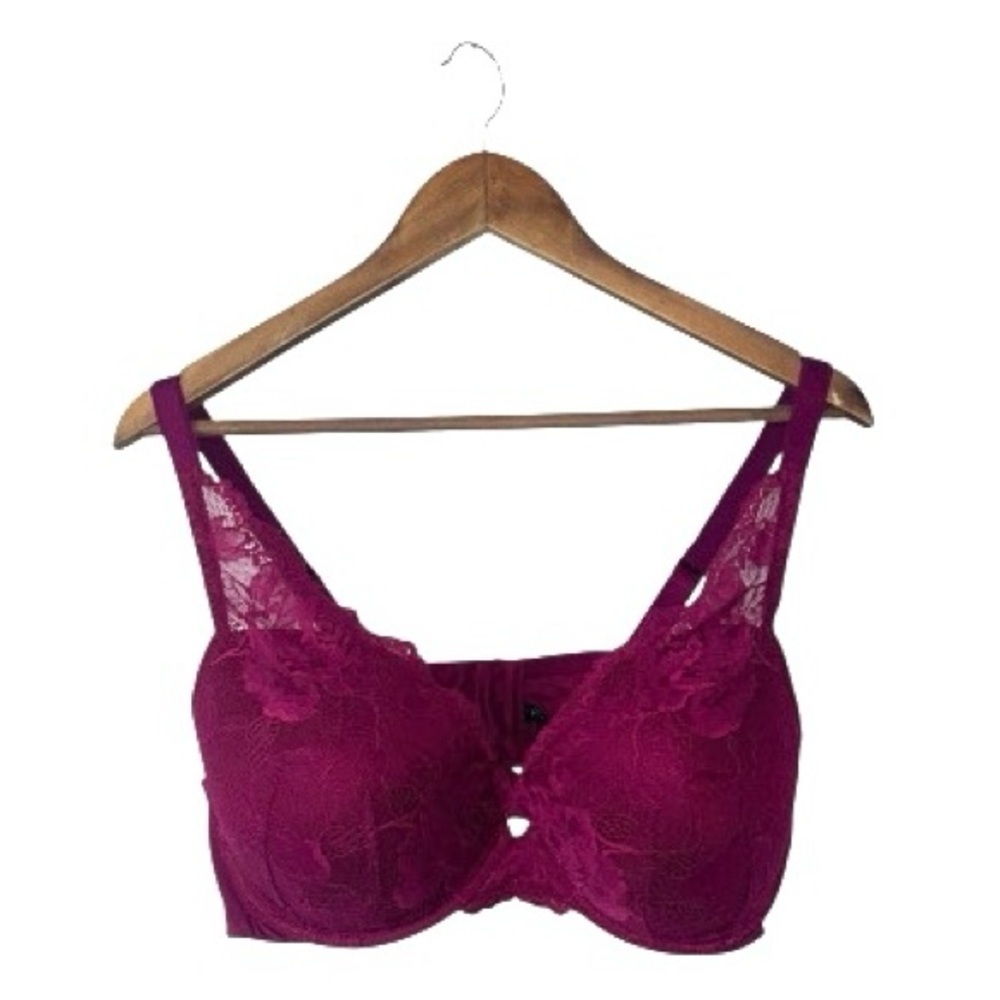 Torrid Curve Magenta Dark Pink Allover Lace Bra Sexy Pretty Romantic Size 42DD